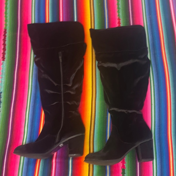torrid Shoes - Torrid Black Velvet Slouchy Over The Knee Boots
